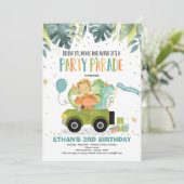 Aandrijving door Birthday Parade Invitation Dinosa Kaart (Staand voorkant)