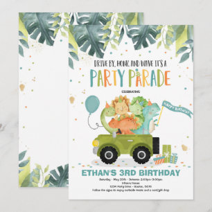 Aandrijving door Birthday Parade Invitation Dinosa Kaart