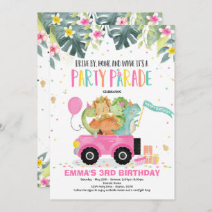 Aandrijving door Birthday Parade Invitation Dinosa Kaart