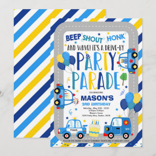 Aandrijving door de Birthday Parade Invitation Pol Kaart