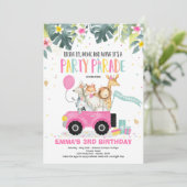 Aandrijving door de Birthday Parade Invitation Saf Kaart (Staand voorkant)