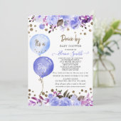 Aandrijving door het Baby shower Blauwe Floral Boy Kaart (Staand voorkant)