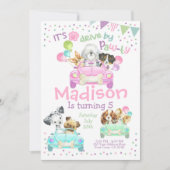 Aandrijving door Uitnodiging, Puppy Birthday Uitno Kaart (Voorkant)