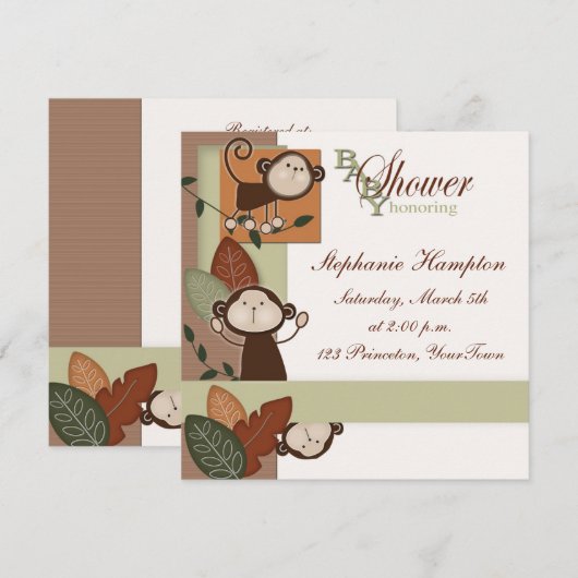 Aanduiding van apen en Baby showers Kaart (Voorkant / Achterkant)