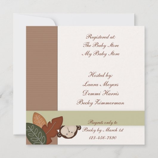 Aanduiding van apen en Baby showers Kaart (Achterkant)