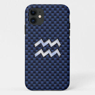 Aanduiding van Aquarius op blauwe koolstofvezel Case-Mate iPhone Case