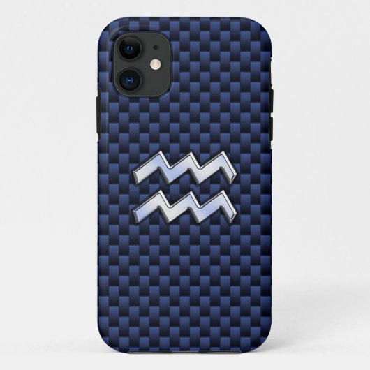 Aanduiding van Aquarius op blauwe koolstofvezel Case-Mate iPhone Case (Achterkant)