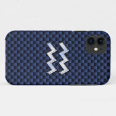 Aanduiding van Aquarius op blauwe koolstofvezel Case-Mate iPhone Case (Achterkant (horizontaal))