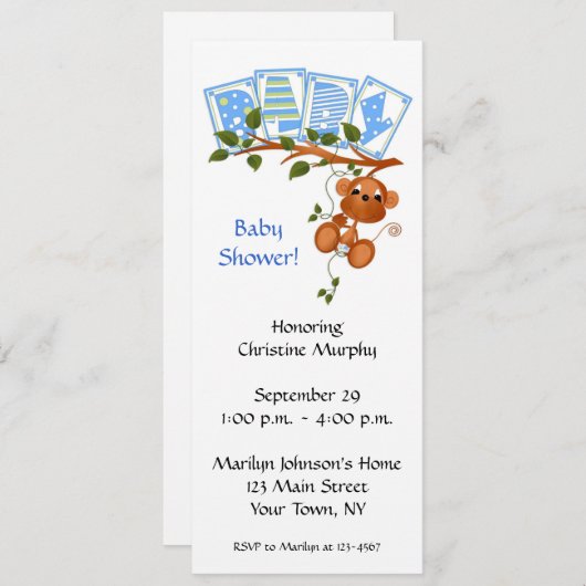 Aanduiding van Baby shower Kaart (Voorkant / Achterkant)