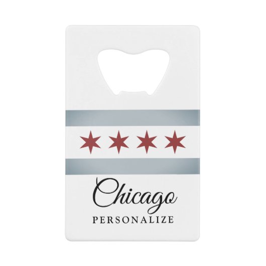  aanduiding van de vlag van Chicago Creditkaart Flessenopener (Voorkant)