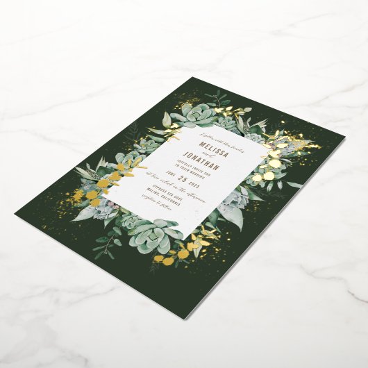 Aanduiding van Succulent Garden Folie Folie Uitnodiging (Gedraaid)