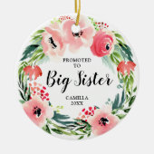 Aangeboden tot grote zusje gepersonaliseerde Flora Keramisch Ornament (Voorkant)