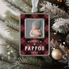 Aangeboden tot Pappou | Baby Foto opa Verzilverd Omlijst Ornament