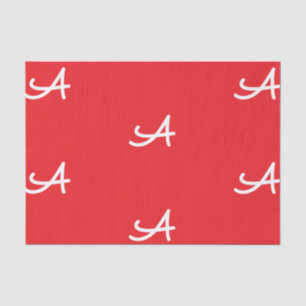 AANGEBOUDE INITIËLE ZIJDEPAPER IN ROOD EN WIT TISSUEPAPIER