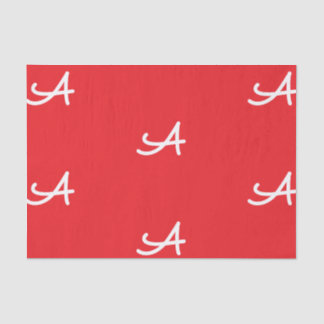 AANGEBOUDE INITIËLE ZIJDEPAPER IN ROOD EN WIT TISSUEPAPIER