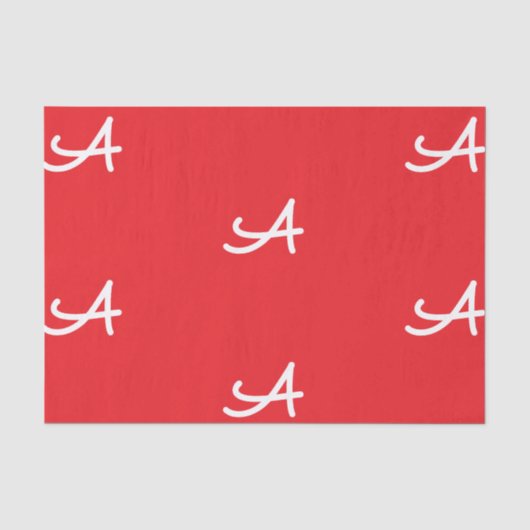 AANGEBOUDE INITIËLE ZIJDEPAPER IN ROOD EN WIT TISSUEPAPIER (Voorkant)