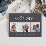 Aangebroken verbinding | Hanukkah Photo Collage Fo Folie Feestdagenkaart<br><div class="desc">Verstuur Hanukkah begroetingen naar vrienden en familie in chique stijl met onze elegante fotokaarten. De kaart is ontworpen om drie van uw favoriete vierkantsfoto's aan te passen die naast elkaar in een collage indeling zijn geplaatst en biedt uw aangepaste groet (weergegeven met "joyous Hanukkah") en de familienaam (namen) die aan...</div>