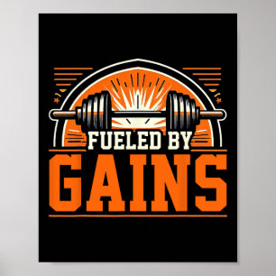 Aangedreven 1 door Gain Bodybuilding Gym Poster