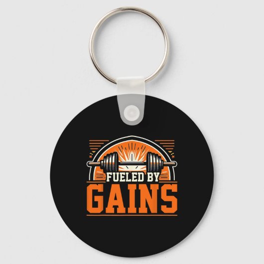 Aangedreven 1 door Gain Bodybuilding Gym Sleutelhanger (Voorkant)