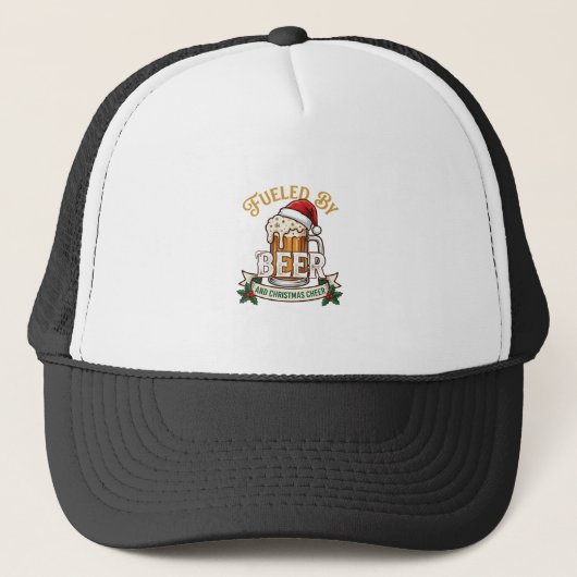 Aangedreven Bier Kerst Vrolijkheid Mok Sinterklaas Trucker Pet (Voorkant)