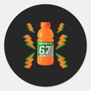 Aangedreven door 67 Aura Energie Grappig 6 7 Meme Ronde Sticker