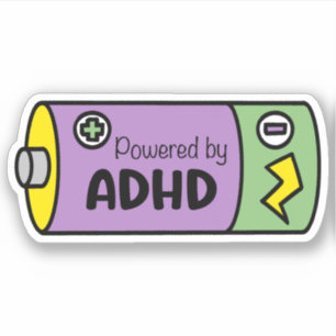 Aangedreven door ADHD Paarse & groene batterij Sticker