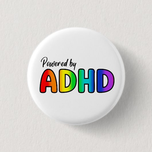 Aangedreven door ADHD | Regenboogtypografie Ronde Button 3,2 Cm (Voorkant)
