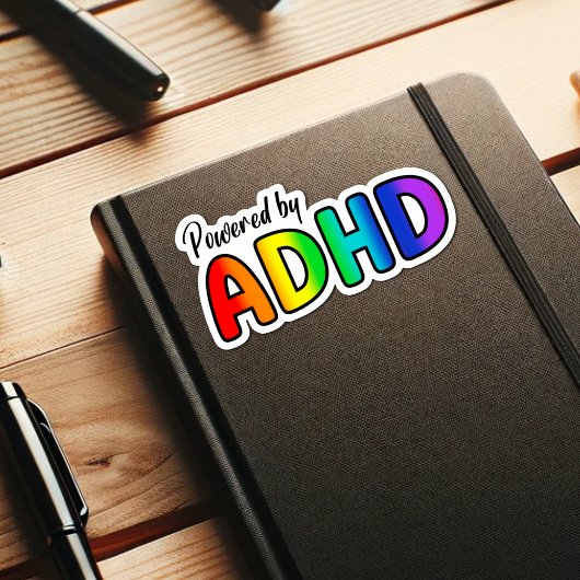 Aangedreven door ADHD | Regenboogtypografie Sticker
