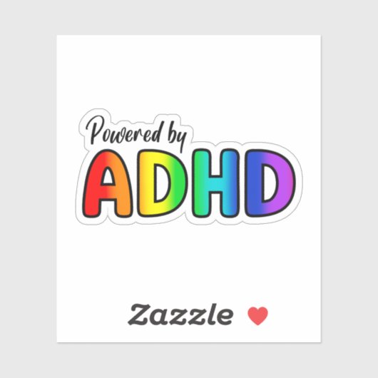 Aangedreven door ADHD | Regenboogtypografie Sticker (Vel)