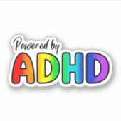 Aangedreven door ADHD | Regenboogtypografie Sticker (Voorkant)