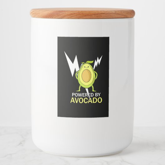 Aangedreven door Avocado Voedselcontainer Etiket (Voorkant)