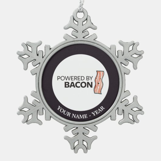 Aangedreven door Bacon 2 Tin Sneeuwvlok Ornament (Voorkant)