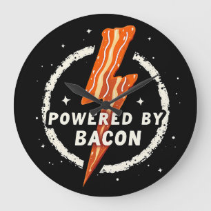 Aangedreven door Bacon Funny Retro Foodie Esthetie Grote Klok