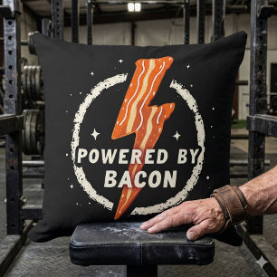 Aangedreven door Bacon Funny Retro Foodie Esthetie Kussen