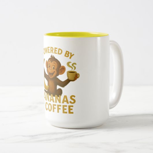 Aangedreven door Bananas & Coffee Mok (Voorkant rechts)