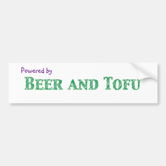 Aangedreven door Beer en Tofu Bumpersticker (Voorkant)