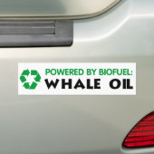 Aangedreven door biobrandstof: walvisolie bumpersticker (Op auto)