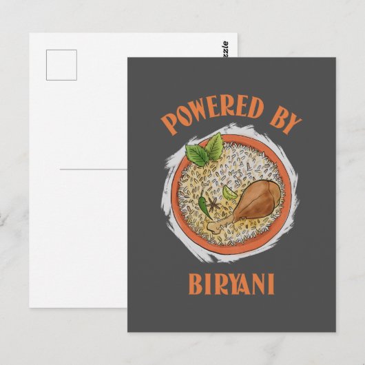Aangedreven door biryani T-Shirt Briefkaart (Voorkant / Achterkant)
