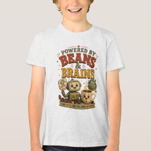 Aangedreven door bonen en hersenen Funny Ai Robot Tri-Blend Shirt