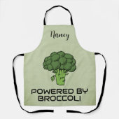 Aangedreven door Broccoli Bold Groene Gepersonalis Schort (Voorkant)