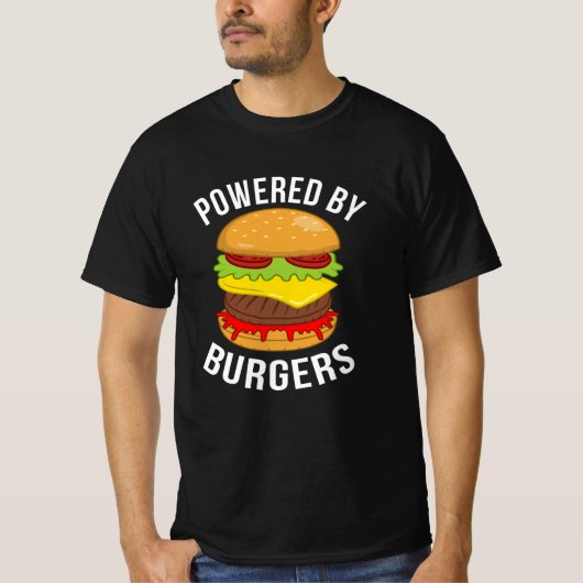 Aangedreven door Burgers Cheeseburger Hamburger Lo T-shirt (Voorkant)