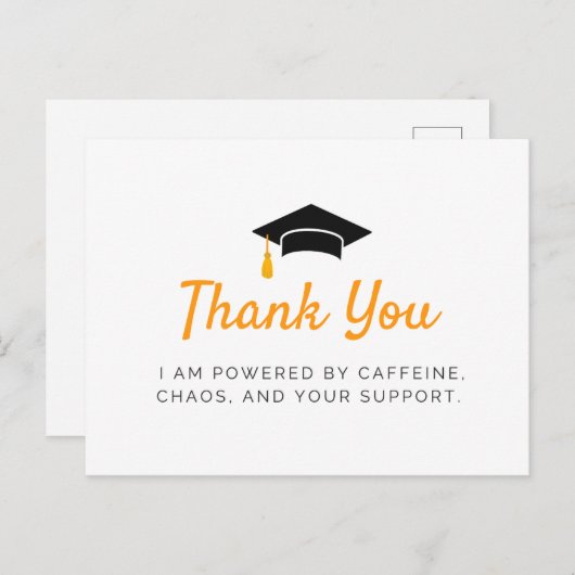 Aangedreven door cafeïne Afstuderen bedankkaart Briefkaart (Voorkant / Achterkant)