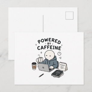 Aangedreven Door Cafeïne Grappige Werk Meme Briefkaart