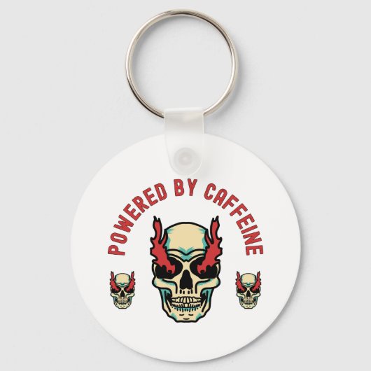 Aangedreven door cafeïne - Skull Energy Sleutelhanger (Voorkant)