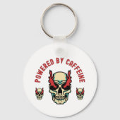 Aangedreven door cafeïne - Skull Energy Sleutelhanger (Achterkant)