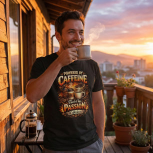 Aangedreven door Caffeïne - Coffeeliefhebber T-shirt