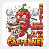 Aangedreven Door Caffeïne Grappige Sticker | Koffi (Voorkant)