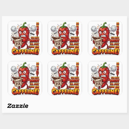 Aangedreven Door Caffeïne Grappige Sticker | Koffi (Vel)