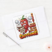 Aangedreven Door Caffeïne Grappige Sticker | Koffi (Envelop)