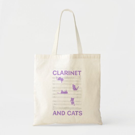Aangedreven door Clarinet en Cats Kat Lover Musici Tote Bag (Voorkant)